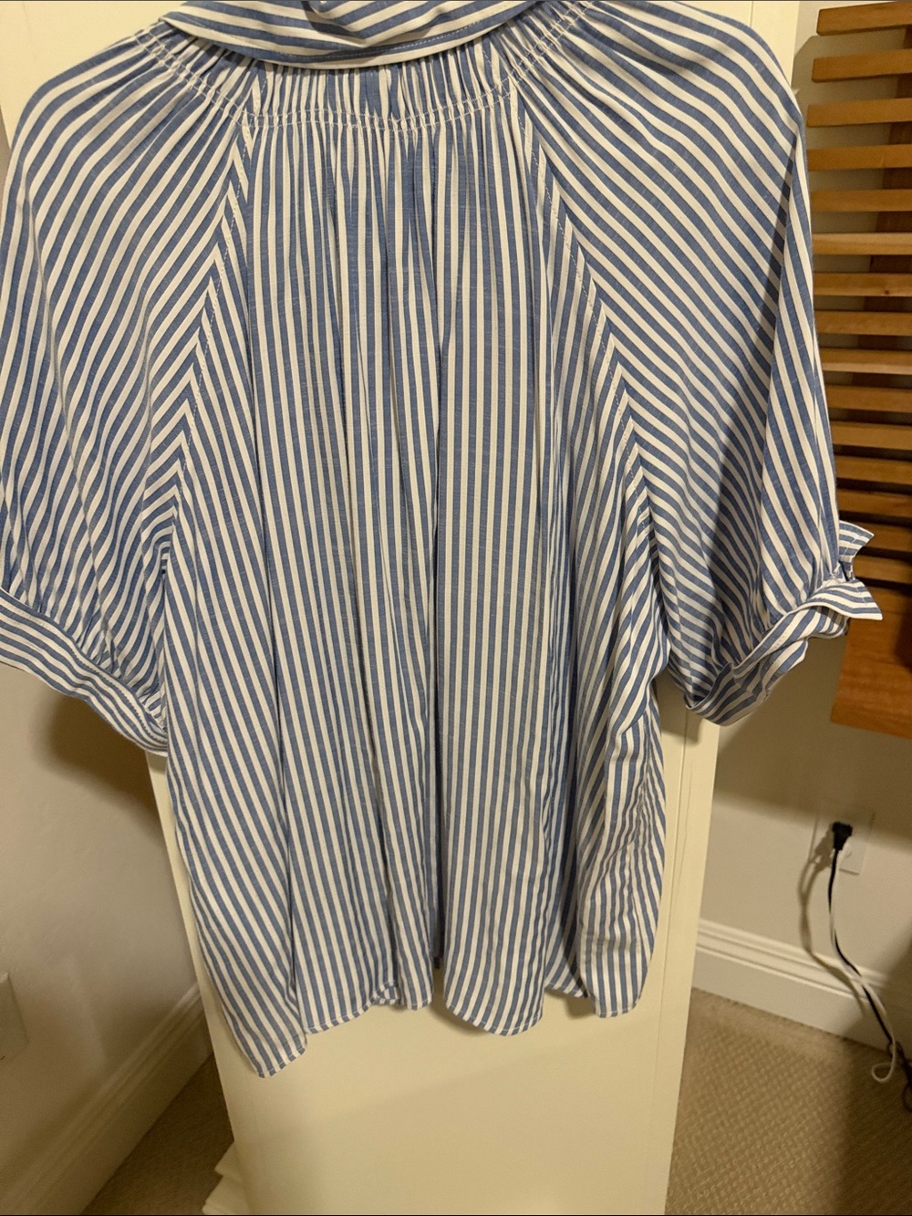 Womens Max Studio Blue & White Striped Casual Button-Down Shirt - Picture 4 of 4